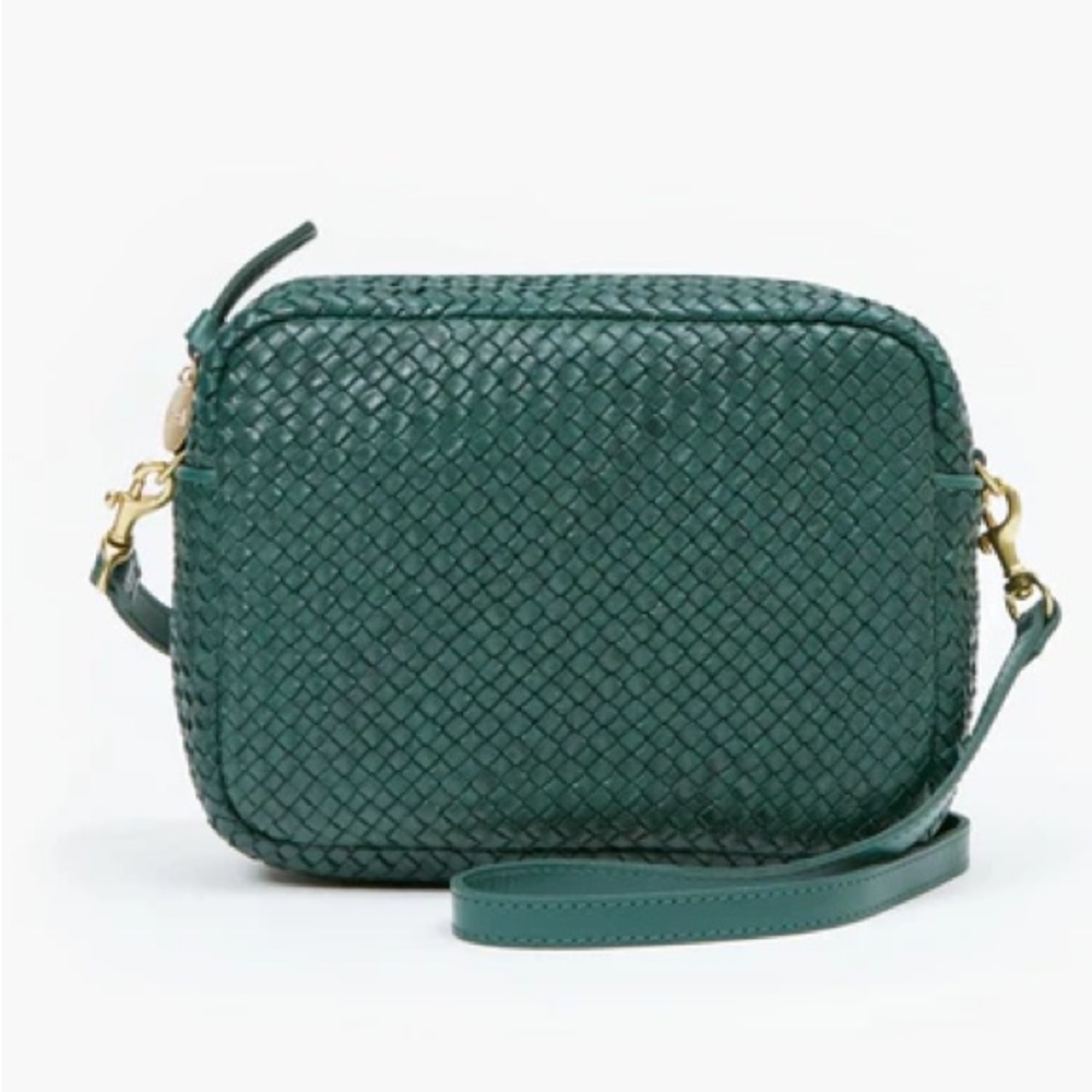 CLARE V DEEP SEA WOVEN MIDI SAC CROSSBODY